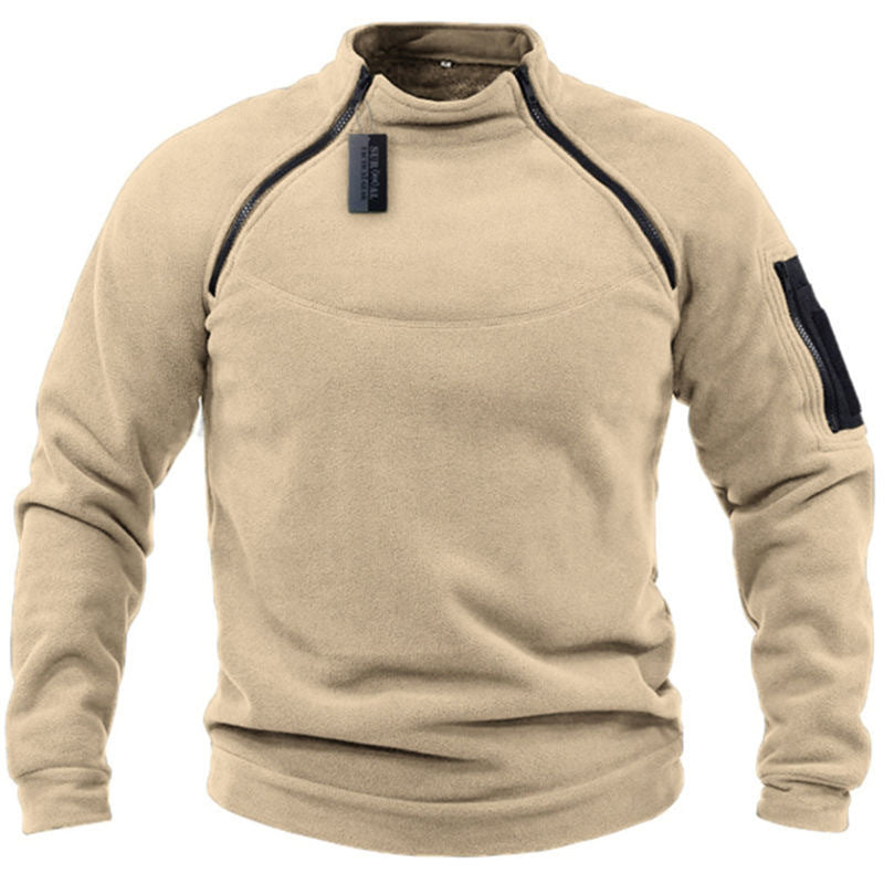 Herr Funktionell Fleece Pullover med Axel Ventilation, Hög Ståkrage och Ärmficka