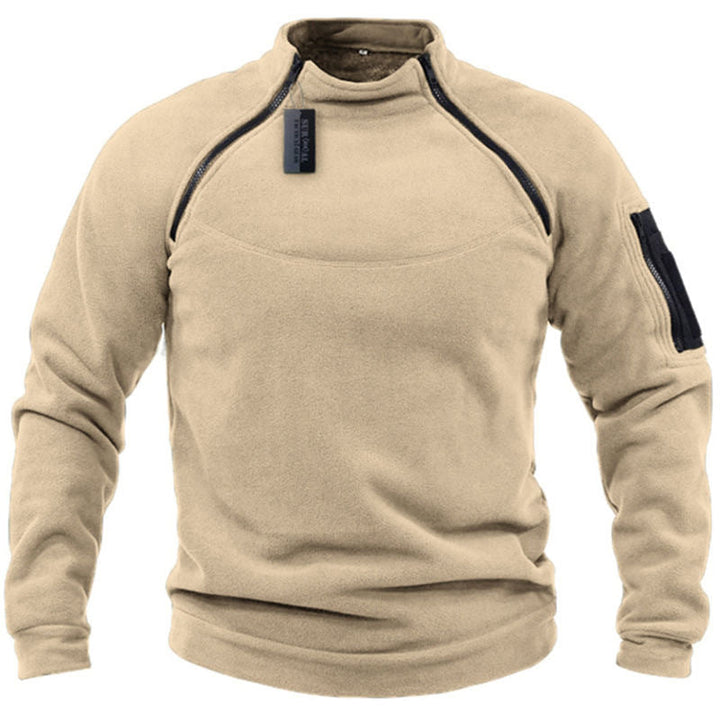 Herr Funktionell Fleece Pullover med Axel Ventilation, Hög Ståkrage och Ärmficka