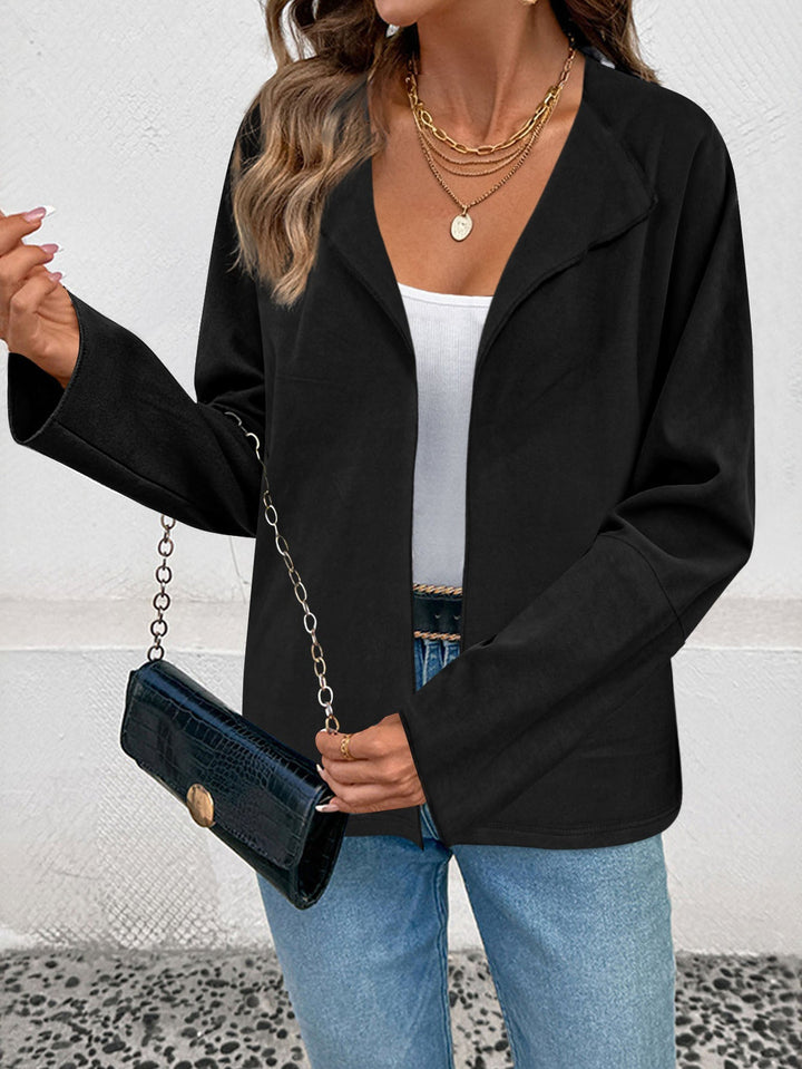 Dam lätt Open blazer med Draped Lapels och vida ärmar