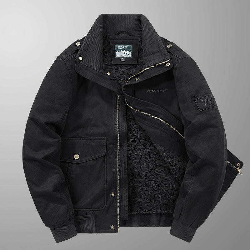 Herr Insulated Fält Blouson med Full Teddy Fleecefoder, Dold Zip Fram och Utility Fickor