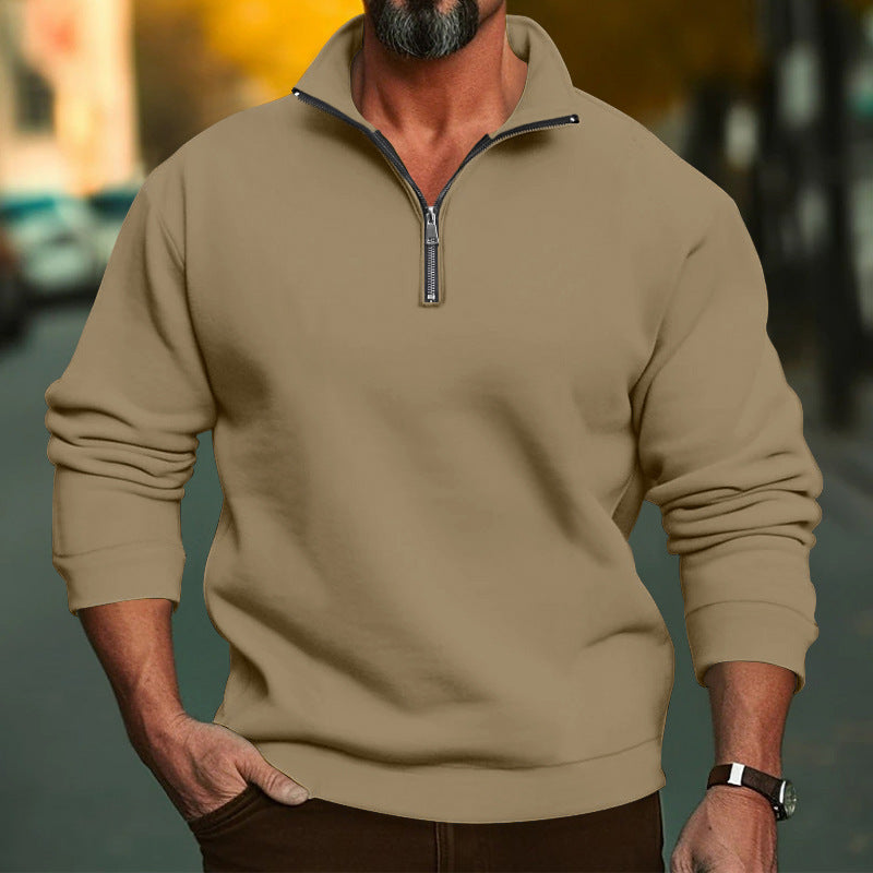 Herr Ledig College-Tröja med Dragkedja Ståkrage och Mjuk Brushed Fleece Inside