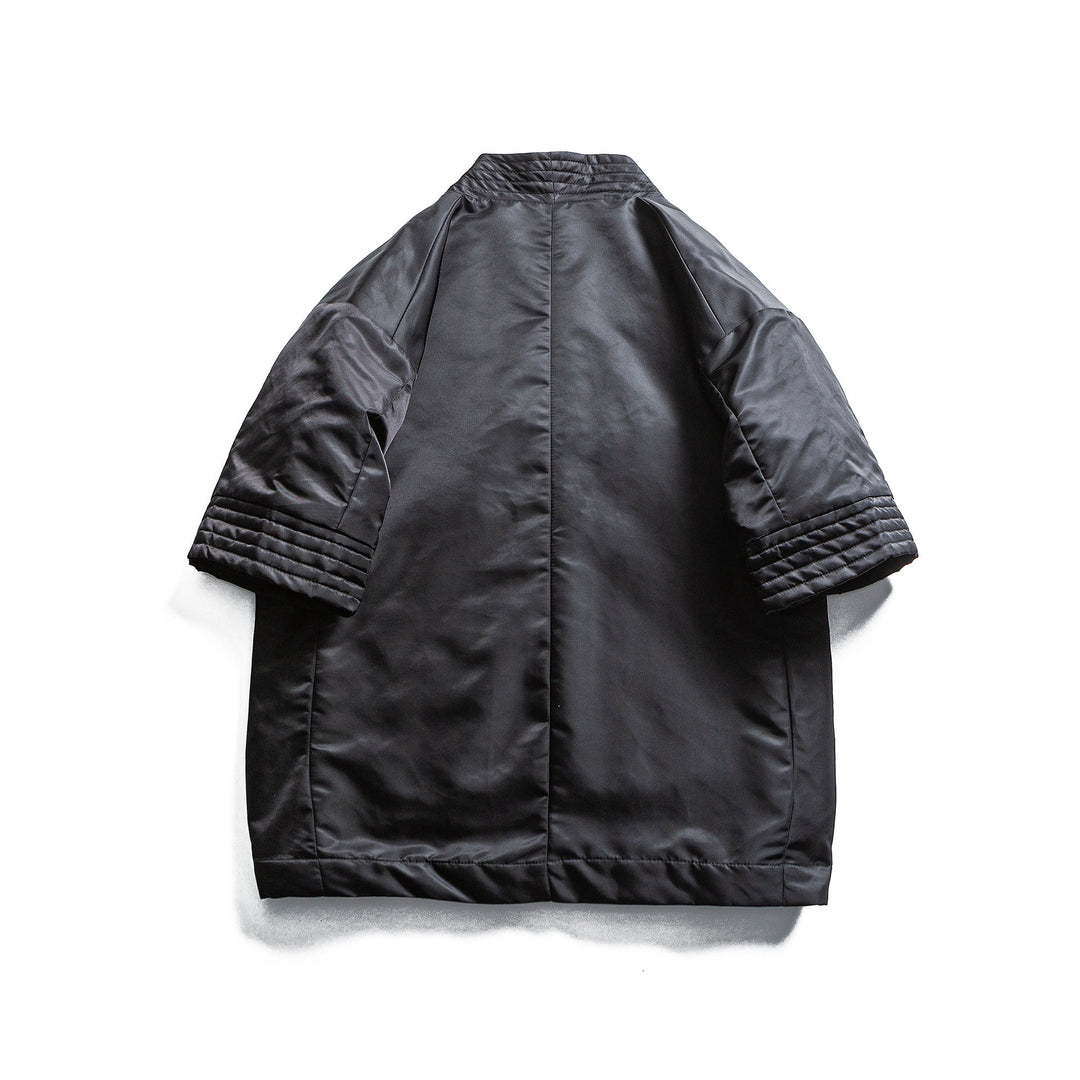 Unisex Vadderad Kimono Jacka med Korta Ärmar och Midjebälte