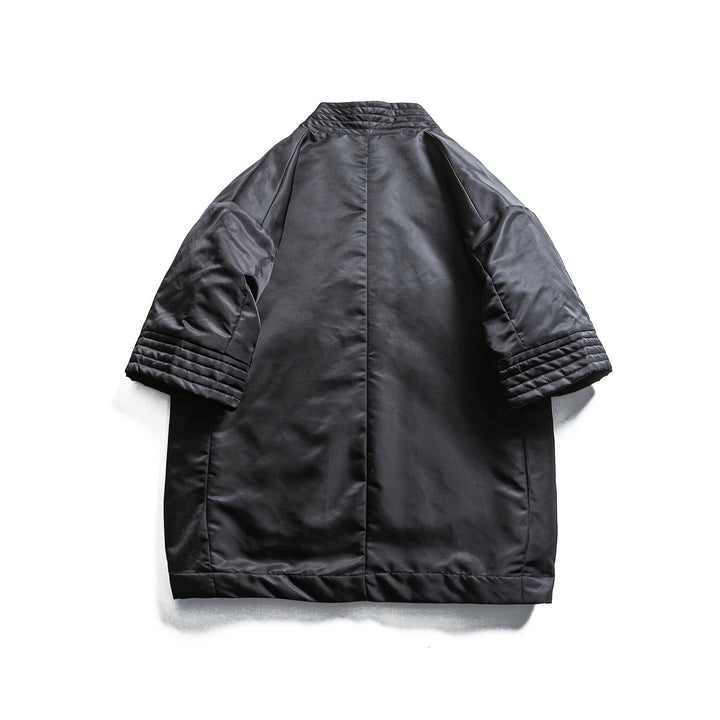Unisex Vadderad Kimono Jacka med Korta Ärmar och Midjebälte