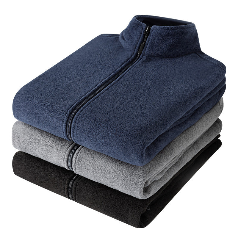 Herr Microfleece Utomhus Jacka med Stående Krage och Hel Dragkedja