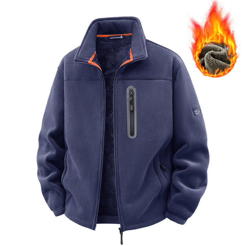 Herr Fleece Jacka med Hög Krage