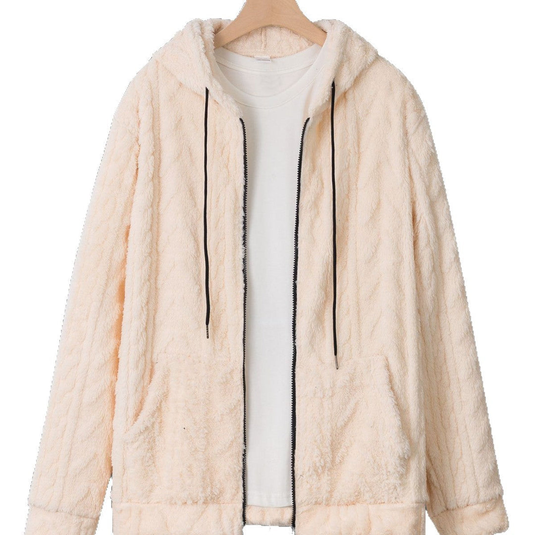 Herr Cuddly Luvtröja Jacka Gjord av Teddy Fleece med Hel Dragkedja och Kangaroo Fickor