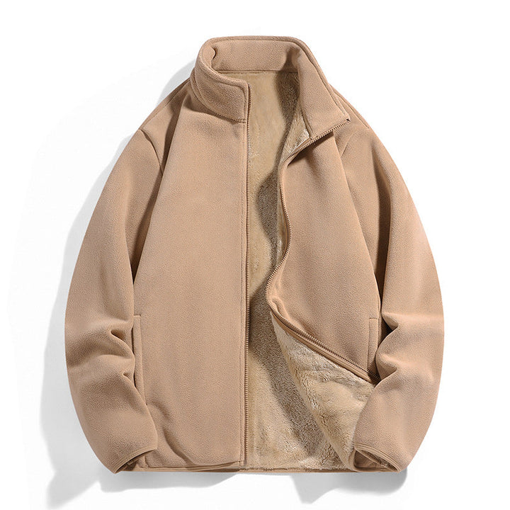 Herr Termisk Fleece Jacka med Mjuk Sherpa Foder och Stående Krage