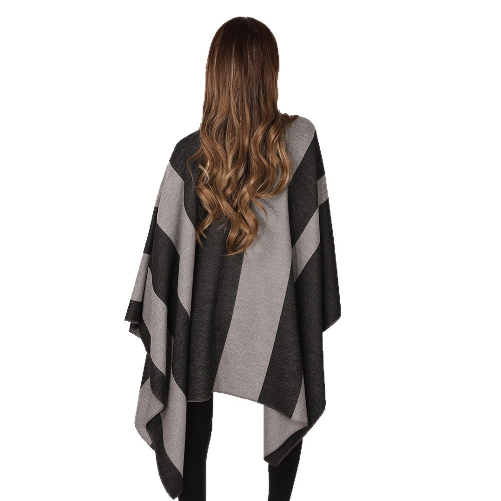 Dam Wrap Cape med bred Stripe mönster och Ties