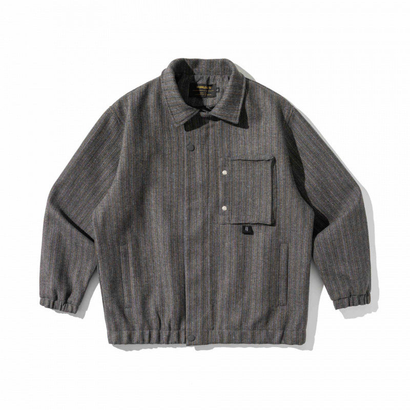 Herr boxig overshirt Jacka tillverkad av ullblandning med Patch bröstficka