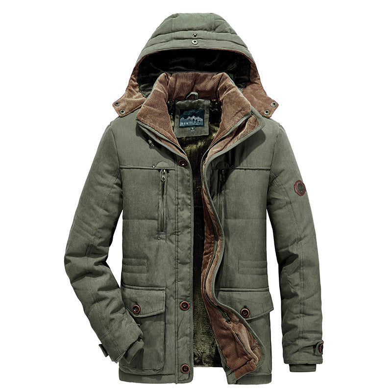 Herr Isolerad med Huva Field Jacka med Manchester Foder, Quiltad Termisk Insulation och Multifunctional Fickor