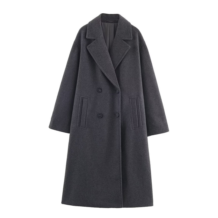 Dam Double-Breasted oversize kappa med Notched Lapels och In-seam fickor