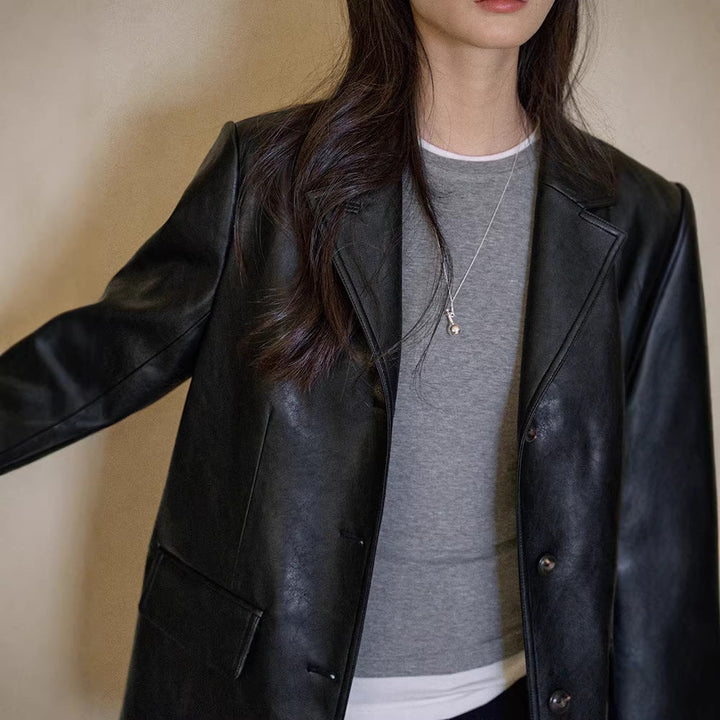 Dam modern läder blazer
