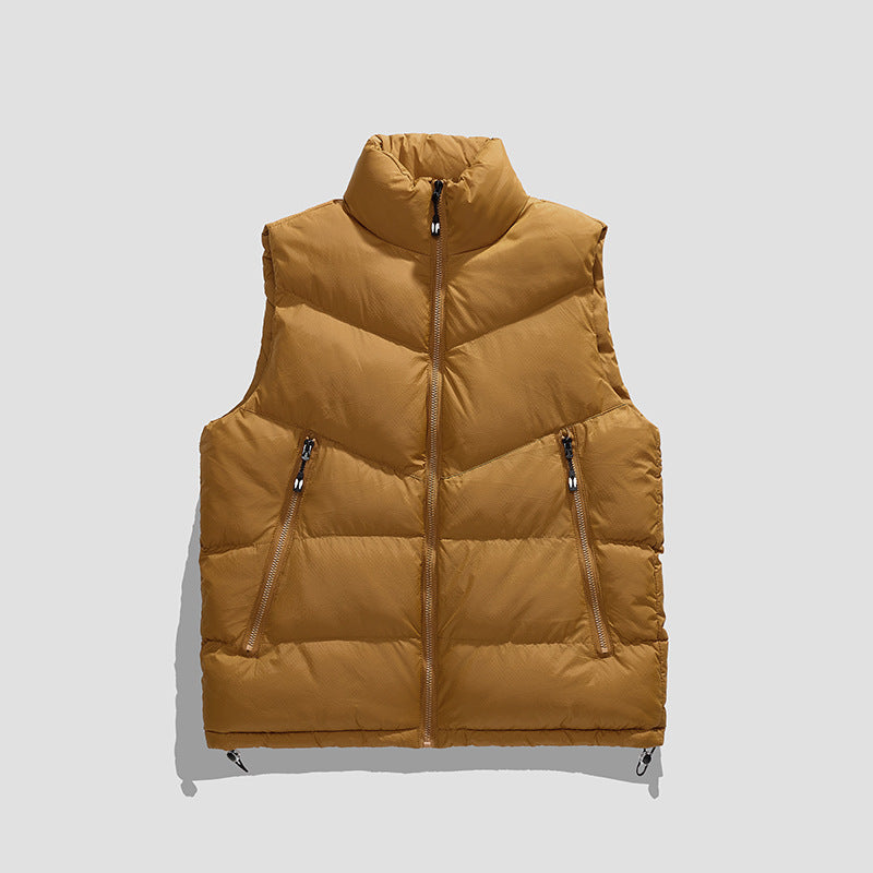 Herr Lätt Insulated Dun Look Väst med Hög Stående Krage och Wave Quilting