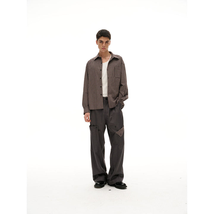Unisex Straight Overshirt Jacka i Fin Rutigt Mönster