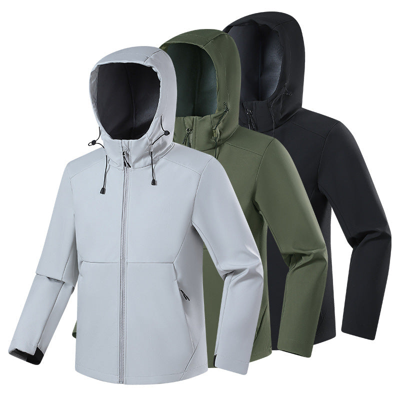 Herr Andningsbar Softshell Fleece Jacka med Multi-Layer Membrane, Ergonomic Skärning och Justerbar Huva
