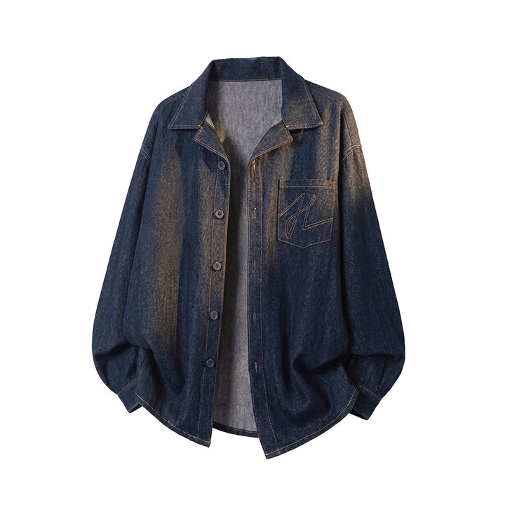 Unisex Oversize Skjortjacka med Embroidered Monogram och Boxig Skärning