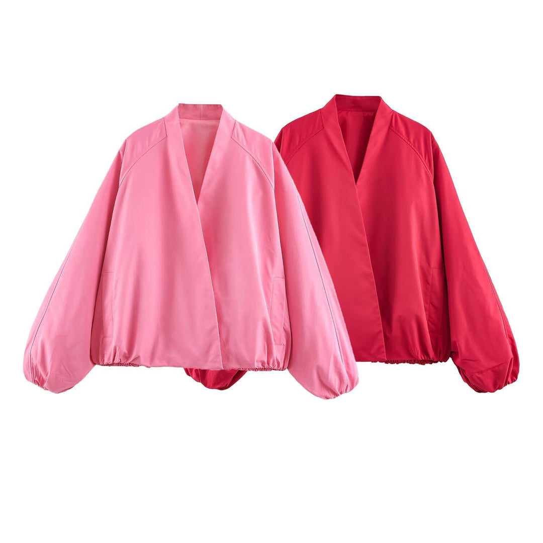 Dam Oversize Kimono Jacka med Balloon Ärmar