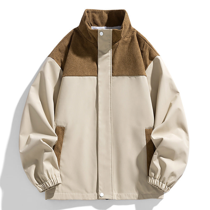 Dam oversize övergångsjacka med Cord Trim och Stand krage