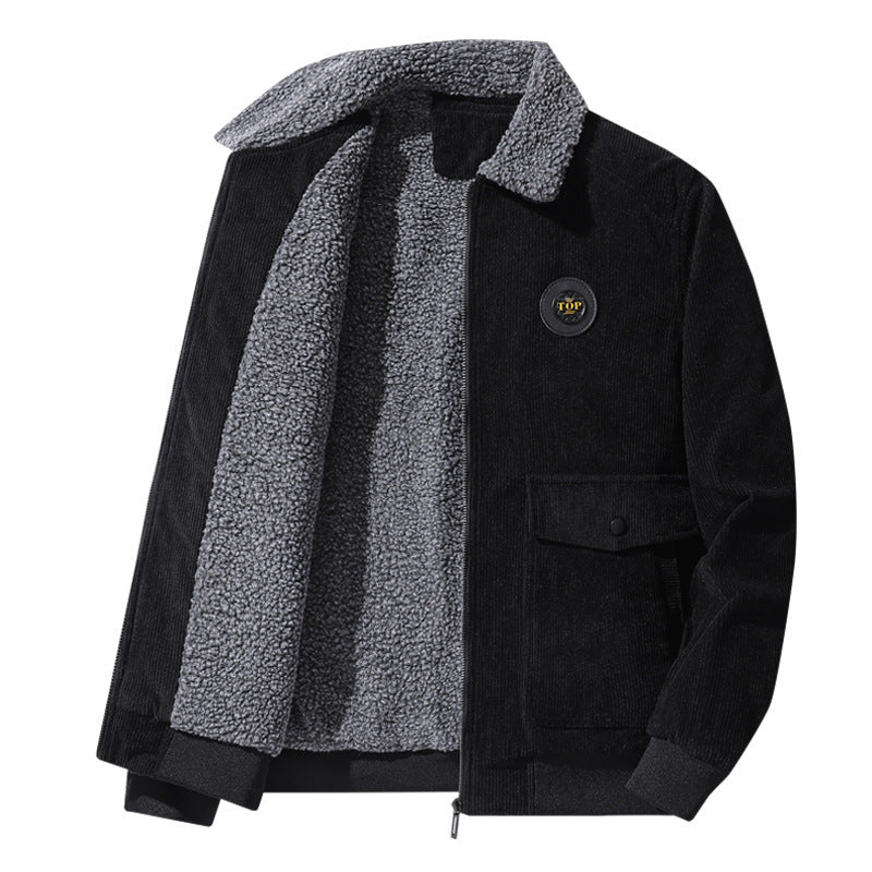 Herr Manchester Fältjacka i Aviator Stil med Sherpa Krage och Utility Utanpåfickor