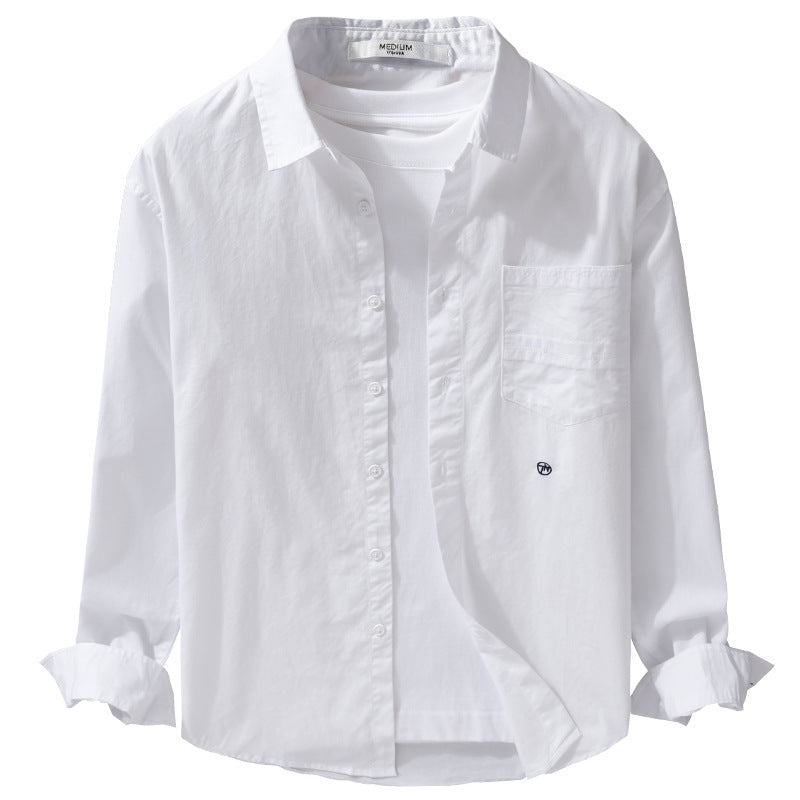 Herr Lätt Bomull Overshirt i Skjortjacka Stil med Kent Krage, Utanpå Bröstficka och Avslappnad Passform