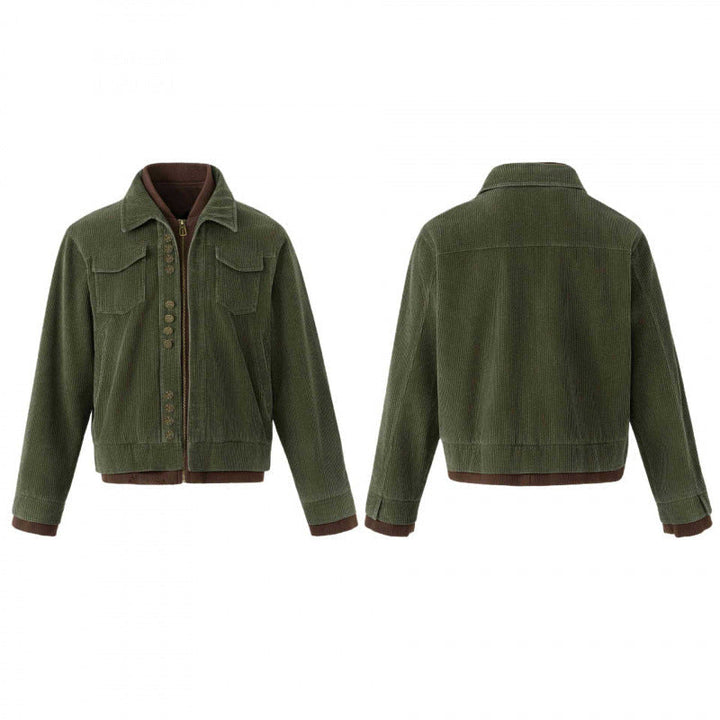 Herr boxig Manchester Blouson Jacka med Double Front, fickor med lock och ribbad fåll