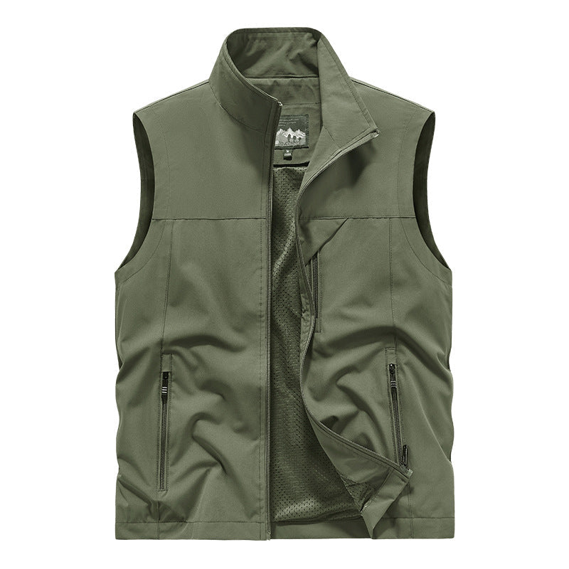 Herr ventilerande softshell Utomhus väst med Mesh innerfoder och fickor med dragkedja