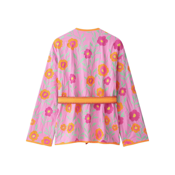 Dam Embroidered Kimono Blouson med Waistband
