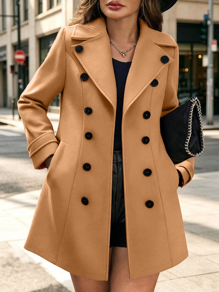 Dam Elegant Skräddarsydd Trenchcoat med Dubbel-Breasted och Slagkrage
