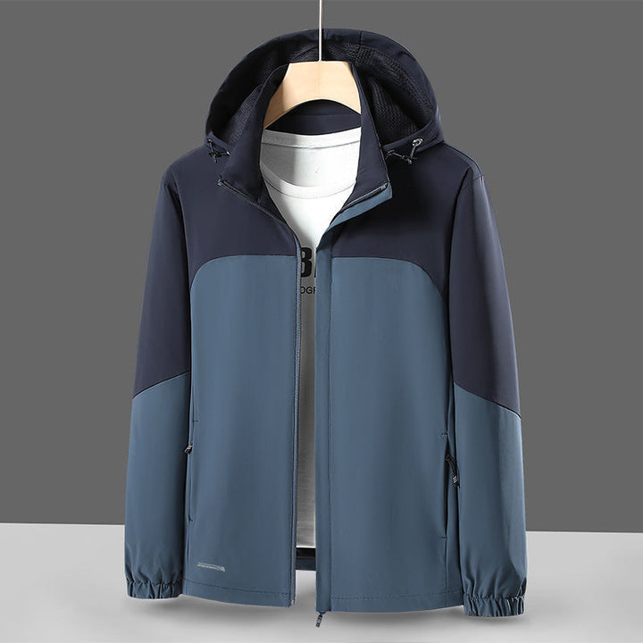 Herr lätt softshell Windbreaker med huva, vattenavvisande Membran och fickor med dragkedja