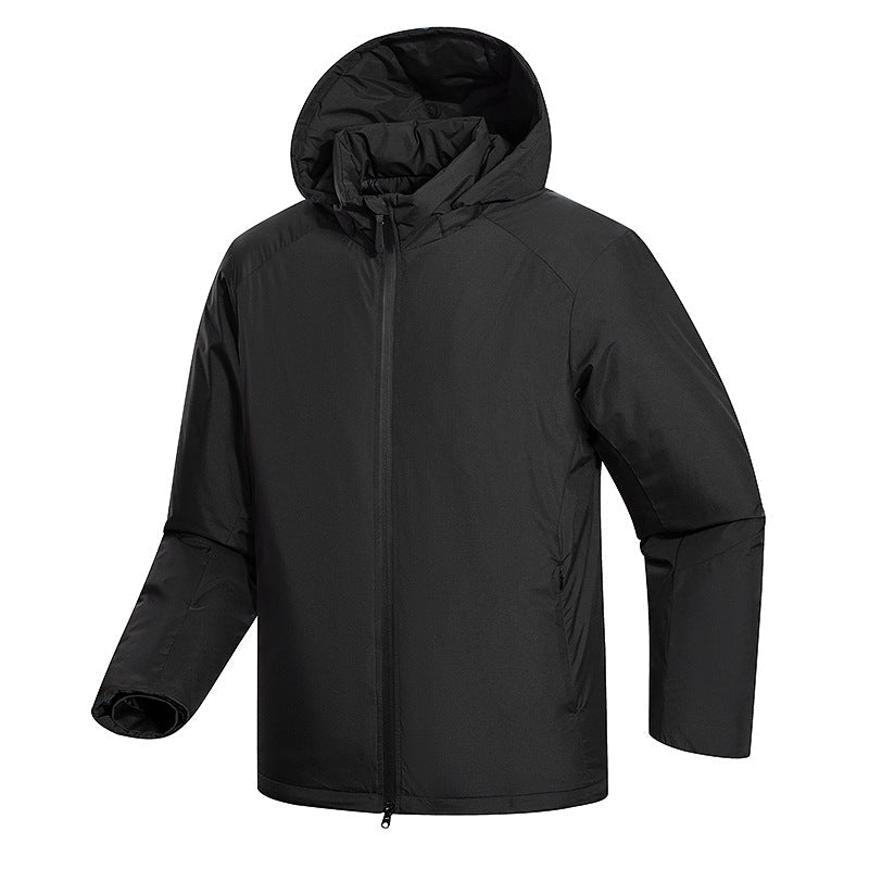 Herr Minimalistisk Termisk Luvtröja Jacka med Quiltad Insulation och Concealed Dragkedja