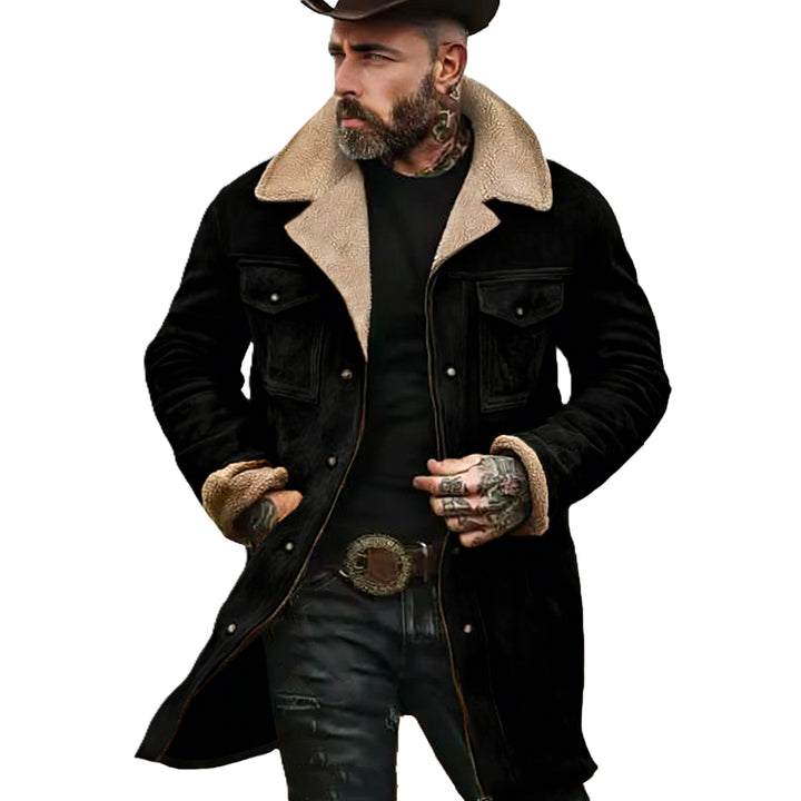 Herr Pilot Jacka Tillverkad av Suede Look med Teddy Fur Foder och Lapel Krage
