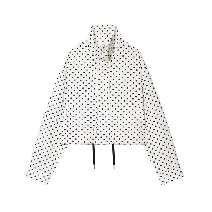 Dam Prickig Prick Kort Övergångsjacka med Funnel Neck och Drawstring