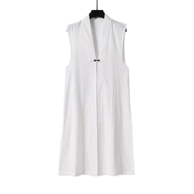Dam lång ärmlös Kimono väst med minimalistisk Lines och dekorativ Toggle stängning