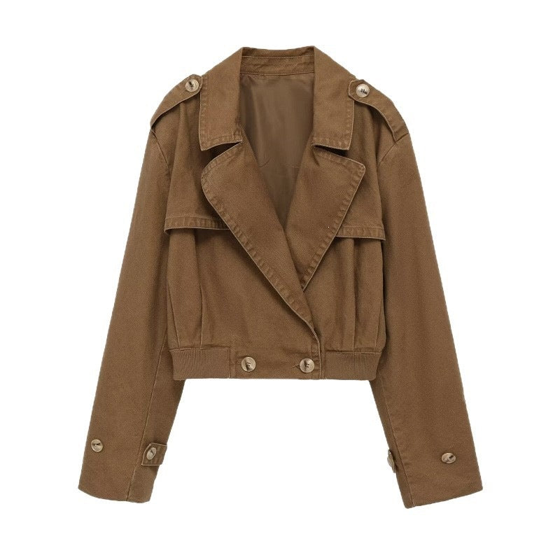 Dam kort skärning Utility jacka in Field stil med vid Lapels och skräddad Waistband