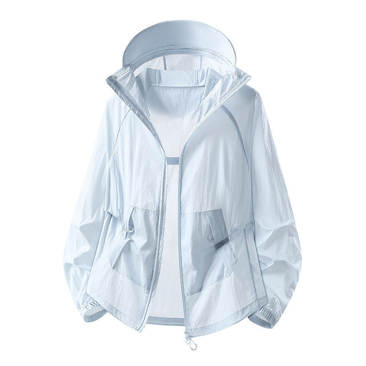 Dam Lätt Vindtät med Huva Övergångsjacka med Justerbar Huva, Two-Way Dragkedja &amp; Praktisk Lock Fickor
