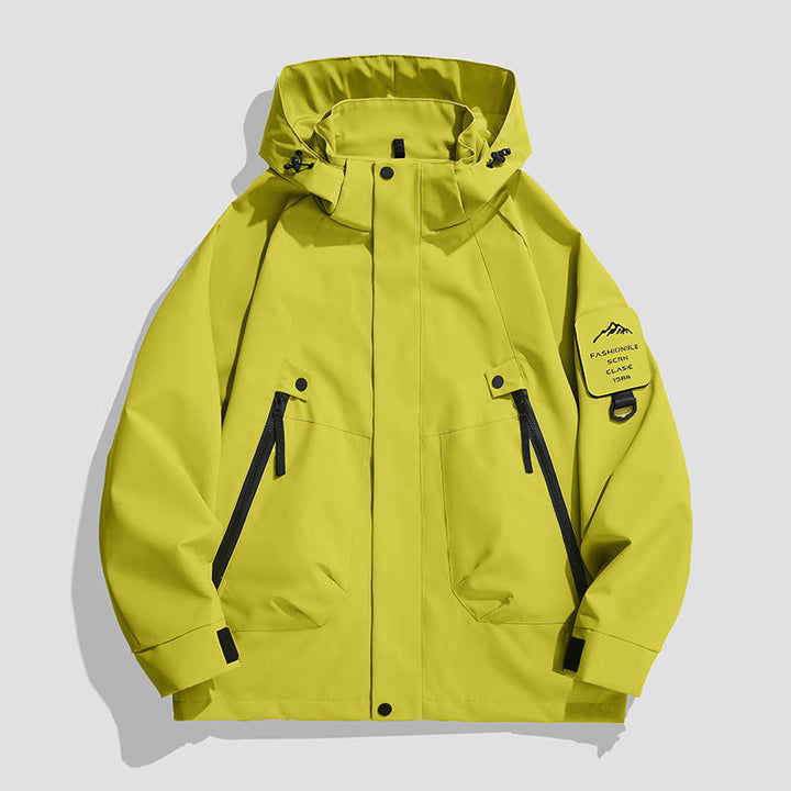 Herr Vattentät Utility Softshelljacka med Huva, Diagonal Dragkedjefickor och Justerbar Ärm Straps