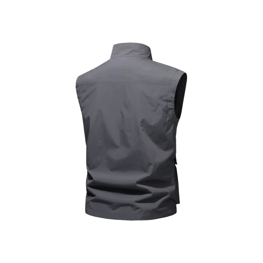 Herr Resor Performance Väst med Hög Krage, Vattenavvisande Microfiber och Flera Fickor