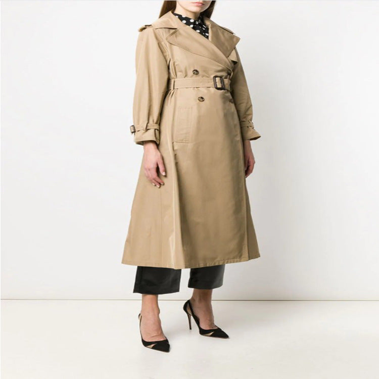 Dam Mid-length trenchcoat in A-line skärning med midjebälte och Epaulettes