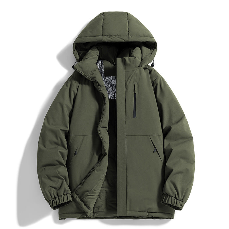 Herr teknisk quiltad parka med huva, Termo Isolering och Bröst Dragkedja Ficka