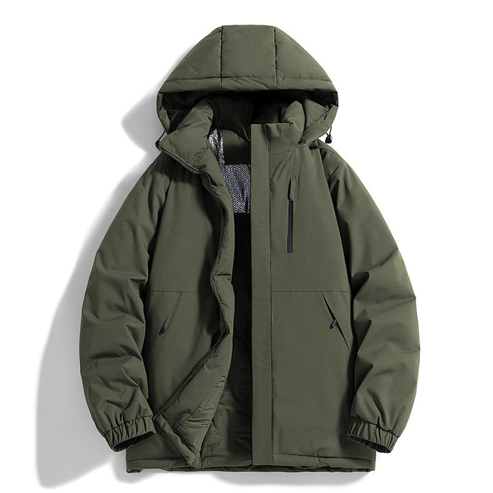 Herr teknisk quiltad parka med huva, Termo Isolering och Bröst Dragkedja Ficka