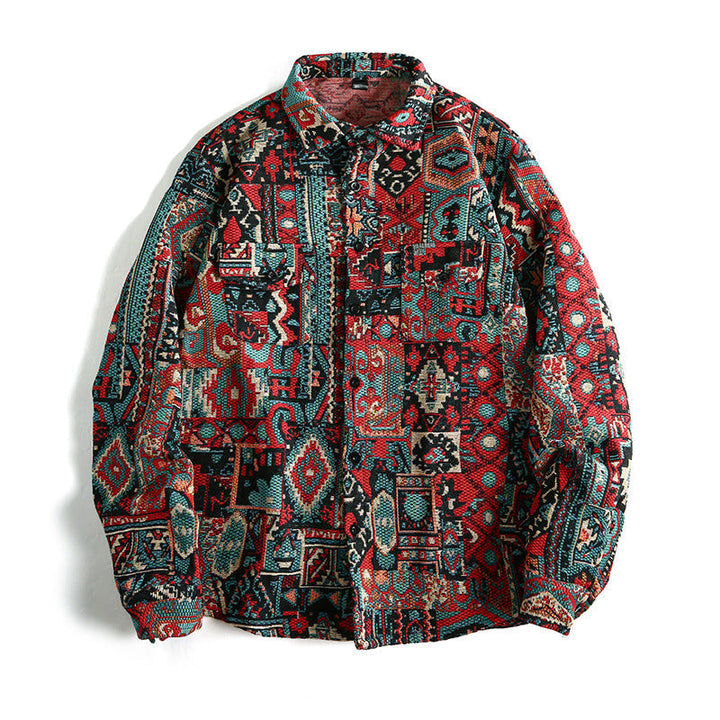 Herr Patterned Overskjortjacka i Patchwork Jacquard