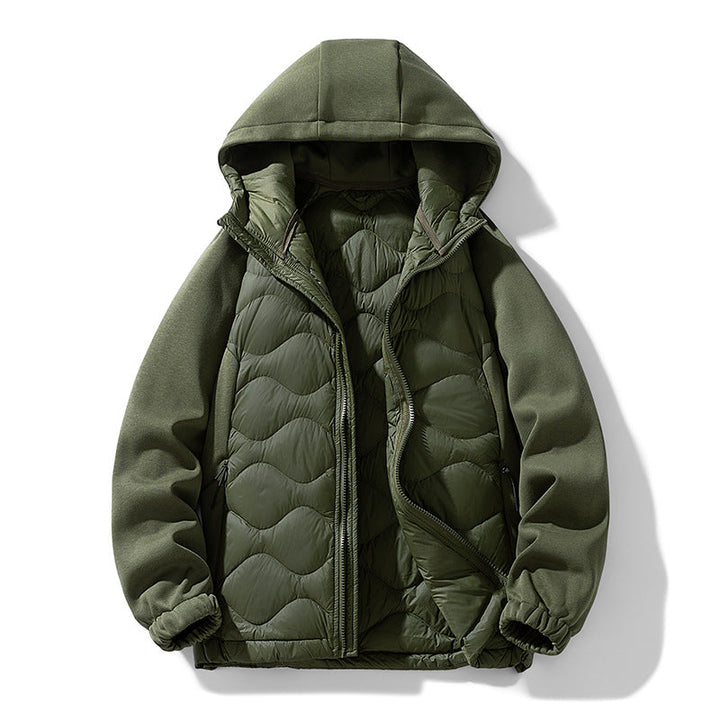 Herr Fodrad Hybrid-Steppjacke med Huva och Fleeceärmeln