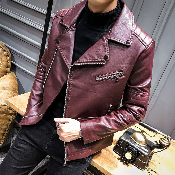 Herr Stilren Läderimitation Biker Jacka