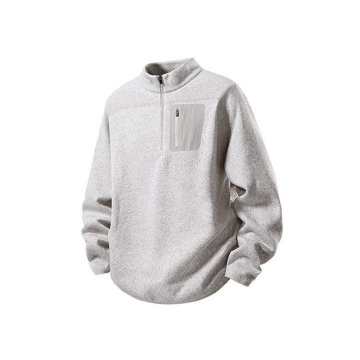 Herr Halbzip-Fleecepullover med Brustreißverschlusstasche och Ståkrage
