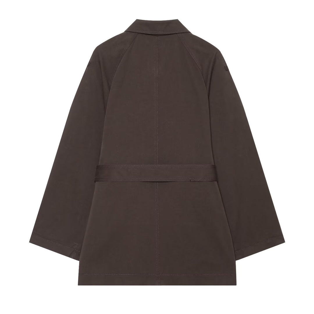 Dam Tailored Cape Trenchcoat med Tie Belt och Shoulder Epaulets