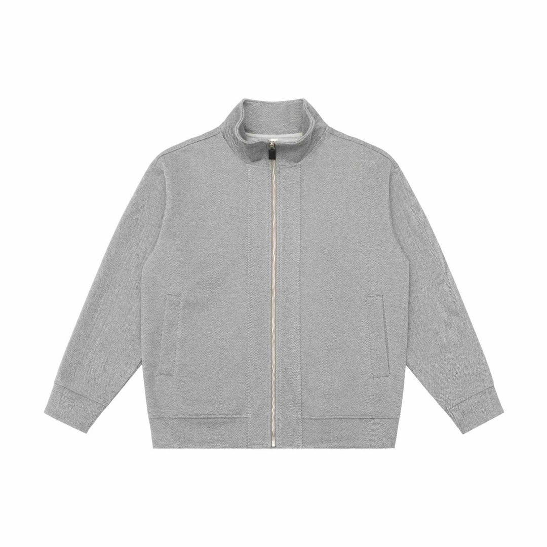 Unisex Lätt Ståkrage Jacka Gjord av Herringbone Structure med Hel Dragkedja