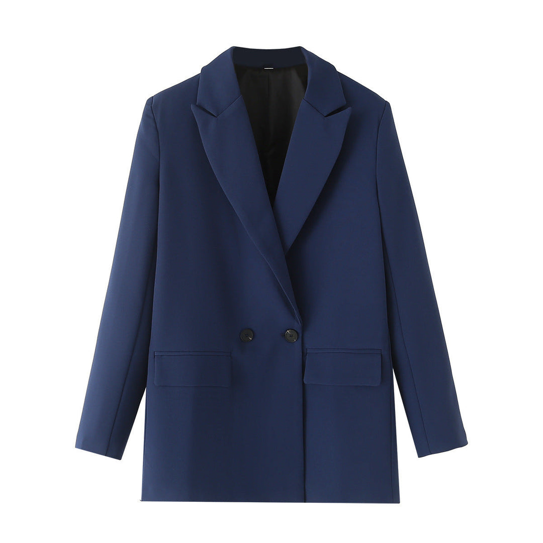 Dam figursydd lång blazer i oversized look med lapel krage och påsydda fickor