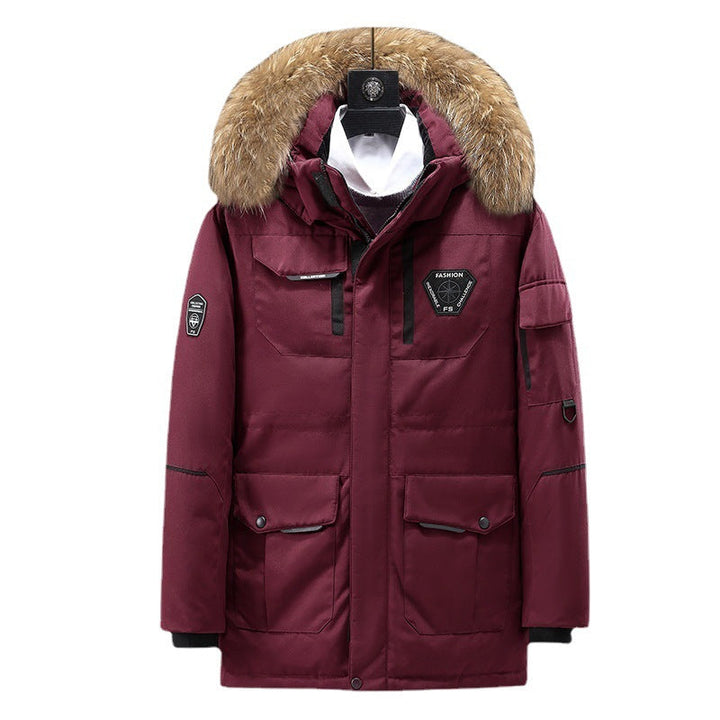 Herr Technical Insulated Vinter Parka med Uttagbar Faux Fur Huva och Multifunctional Fickor