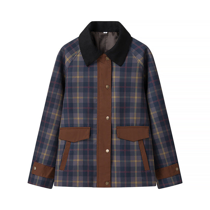 Dam oversize rutig Field jacka med Wax Finish och Double stängning
