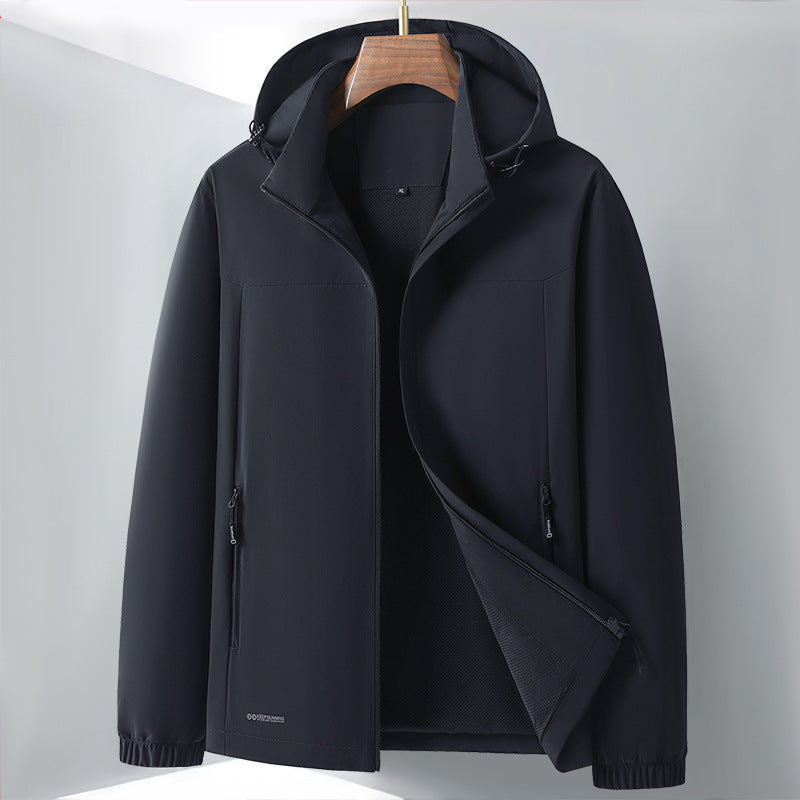 Herr lätt softshell Hybrid Jacka med huva, ventilerande meshfoder och Dold Dragkedja Fickor